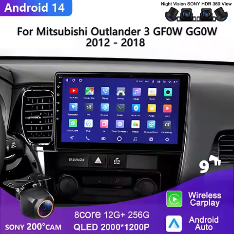 2K Screen Android 14 Car Multimedia Navigation GPS for Mitsubishi Outlander 3 GF0W GG0W 2012-2018 Le