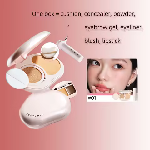 Judydoll Facial Air Cushion Setting Powder Makeup Palette Concealer Blush Lipstick Multi-use Portabl