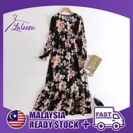 LALEESA LD267275 DRESS BASHIRA Rubber Waistband Hem Layered Floral Long Dress Muslimah Dress Plus Size Baju Raya 2024