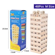 Stack-Crashing Wooden Colour Stacking Block Tower Game - Blok Kayu Bertingkat