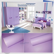 Wallpaper Dinding Stiker Kertas PVC Warna Polos Lilac Untuk Dekorasi Interior Rumah Kaffe Kantor Pla