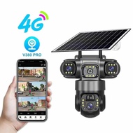 v380pro Outdoor Solar-Powered True Three-Lens Surveillance Camera4G Camera360Degree Rotation Mobile 