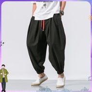 Male Men Loose Harem Pants Mens Cotton Plus Size Sweatpants Elastic Waist Harem Pants