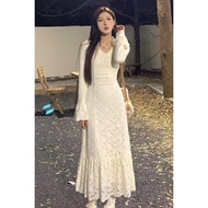 COD 2026DREAM SEVEN77 Long Sleeve Brushed Lapel Narrow Waist Dress Women 2023 Autumn Winter New Styl