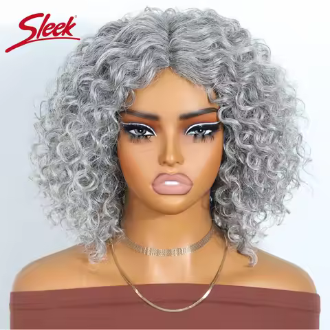 Sleek Brazilian Grey 51# Jerry Curl Bob Wigs Nature Remy Black Dark Human Hair Bob Wigs P4/30/27 Lac