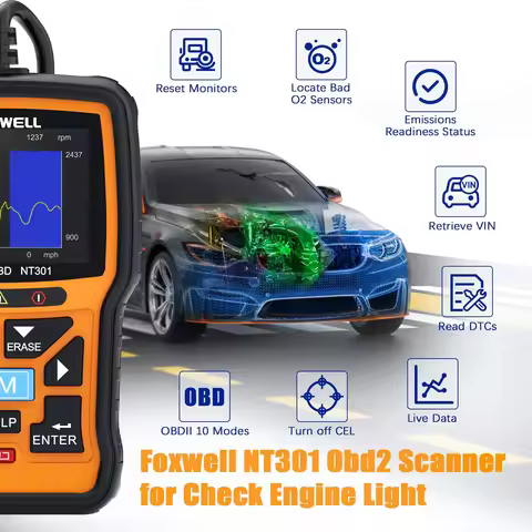 FOXWELL NT301 OBD2 Scanner Multi-language EOBD OBDII Car Diagnostic Tool Check Engine Light Code Rea