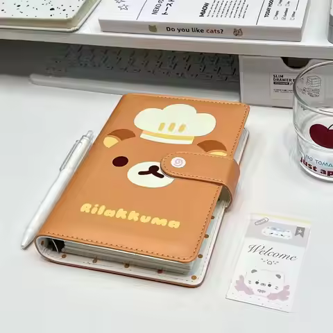 A6 60Page Rilakkuma Cortex Magnetic Attraction Loose-Leaf Notebook Cartoon Pattern Paper Thick Stude