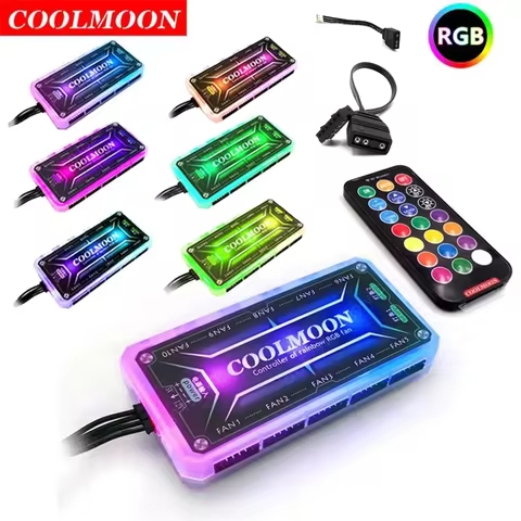 COOLMOON Fan Controller 5V ARGB 3Pin to Small 4Pin/6Pin Adapter Cable Cord Office Caring Computer Su