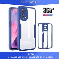 EPTWOO For OPPO A96 A76 A36 A16 A16S A92 A94 A54 A15 A15S A74 A95 A53 4G 5G A9 A5 2020 RENO 7 Find X5 X5 PRO LITE Phone Case Full Body 360 Degrees Protection Casing Front+Back Transparent Lens Camera Protection Case QC-01