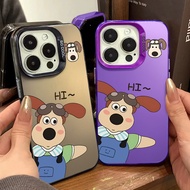 Happy Palm Dog Cute Phone Case Compatible for IPhone 11 12 13 Pro 14 15 7 8 Plus SE 2020 XR X XS Max Shockproof Large Hole Frame Hard PC Case Protective Casing