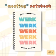 Meeting Record Notebook | "Work Work Work" Meeting Record Notebook | A5 & A6 Notebook Tracker