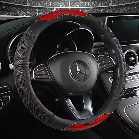 The car steering wheel cover features a strong grip and 3D honeycomb anti-slip design, suitable for 