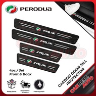 [4pc] Perodua ARUZ Car Door Sill Strip Side Door Step Carbon Fibre Leather Anti Scratch Protector Sticker Accessories