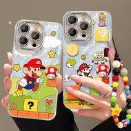 Mario Doll Bracelet Suitable for Apple 16 Feather Yarn Phone Case Xiaomi 14pro Feather Yarn 15 Cute 
