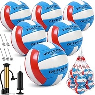 6 Pack Volleyballs Official Size 5, Waterproof Soft Bulk for Indoor Outdoor Beach Pool Water Sand Ga