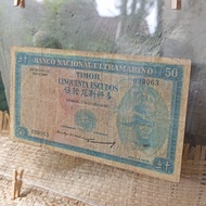 Uang Kertas Lama Timor Portugis 50 Escudos