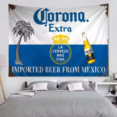 Corona Extra Beer Cartoon Tapestry for Living Room Home Dorm Decor INS Home Decor Dorm Wall Hanging 