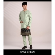 baju melayu warisan sage green XL