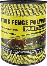 NQN Upgrade Electric Fence Polywire 1650FT,500 Meters, 6 Stainless Steel Strands for Reliable Conduc