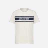 [PRE-ORDER] DIOR T-SHIRT - WHITE AND NAVY BLUE COTTON JERSEY