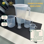 Combo of 5 measuring cups (from 2 liters to 100ml) used to brew tea and measure in preparation