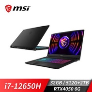 MSI Katana 17 B12VEK 17.3 特仕筆電 黑(i7-12650H/32G/512G+2TB SSD/RTX4050/W11) 17 B12VEK-058TW-SP6