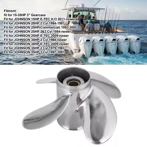 11.6 X 12 Propeller 11.6x12 RH RH Outboard Propeller 4 Blades Stainless Steel Fit for 25‑60HP Engine