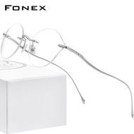 FONEX แว่นตา Titanium สำหรับผู้หญิงผู้ชาย2022ใหม่ Rimless Frameless กรอบแว่นตา Ultralight สไตล์เกาหลีความงามแว่นตา8534