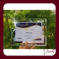 Desktop A4 Certificate Photo Frame with Borderless Crystal Glass