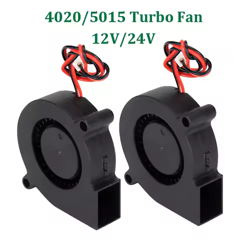 4pcs DC 12V 24V Cooling Fan Brushless Blower Turbo Fans Extruder 2 Pin 4020 5015 Cooler Blower Fans 