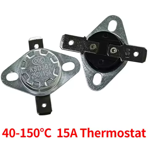2/5/10PCS Bimetal Thermostat KSD302/KSD301 40-150C 15A 250V 40C 50C 60C 80C 100C 120C 130C 140C 145C
