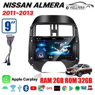 HO จอแอนดรอยด์ติดรถยนต์ Nissan Amera 2011-2013 วิทยุติดรถยนต์ 9 2din 2G Ram จอ android จอแอนดรอย 2.5D GPS WiFi 2DIN Apple Carplay