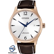 Citizen NJ0113-10A Analog Automatic Silver Dial Brown Leather Men's Watch