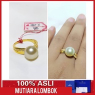 cincin emas mutiara laut lombok south sea pearl a gold 22 karat - hitam 7