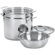 Cuisinart 4-Piece Cookware Set, 12 Quarts, Chef's Classic Stainless Steel Pasta/ Steamer