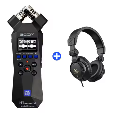 ZOOM H1essential Stereo Handy Recorder, Portable Audio Recorder 32 Bit Float with Over-Ear Stereo He
