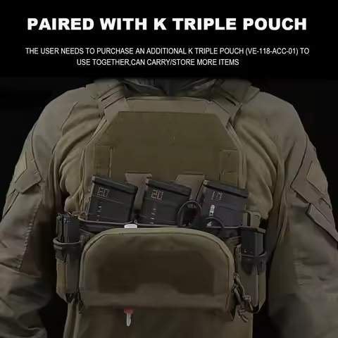Multi-Caliber Triple Mag Pouch with 2Nd Layer Admin Pouch Agilit Style Mag for Glock Sub-Zero Plate