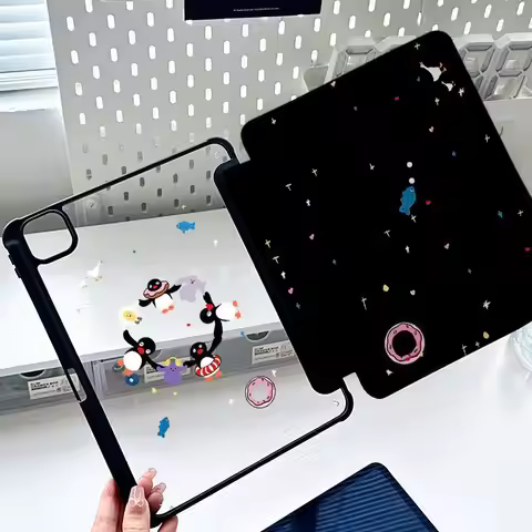 Penguin Family Cute iPad Case For iPad Pro 11 13In 2025 iPad Pro 12.9in Air7 10th M4 M5 MINI 3 Fold 