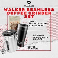 Walker Seamless Coffee Grinder Set-Delonghi Coffee Blade, Coffee Canister, Colombia Single Origin Coffee Beans