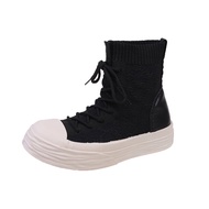 Yessy "FREE BOX" Narsha Sepatu Boots Wanita Sneakers Boots Korea Rajut Hitam Khaki Import High Quali