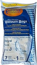 7 Royal Tank Type J Allergy Vacuum Bags + 1 Filter, Dirt Devil, Metal Tanks, Pony Tank Vacuum Cleane