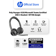 Poly Voyager 4320 Microsoft Teams Certified USB-C Headset +BT700 dongle  Certified for Microsoft Tea