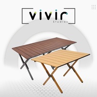 VIVIR Portable Camping Table Folding Camping Table Barbecue Picnic Outdoor Indoor Wood Camping Table