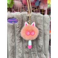 Owl furry ball keychain with tail, fur keychain with glasses, furry doll