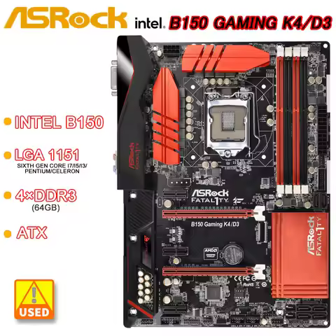 ​​​​ASRock B150 Gaming K4/D3 Motherboard LGA 1151 Intel B150 DDR3 64G support i7-6700 i5-7400 i5-650