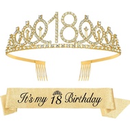 18th Birthday Decoration Belt 18th Birthday Belt and Crown Gold, 18th Birthday Girl Gift