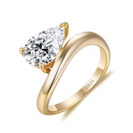 Moissanite Ring 3ct Teardrop Pear Cut 7*11mm Women Wedding Ring S925 Silver 18K Gold Plated Ins Hot
