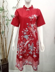 dress cheongsam motif burung pipit - dress batik - dress imlek - dress modern - cheongsam terbaru