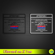 Transparent Sticker Attachment HRC Japan ATTENTION Sticker HRC Japan