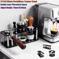 51mm 54mm 58mm Portafilter &Tamper Stand, Coffee Tamper &Distributor Holder,  Espresso Coffee Tamper